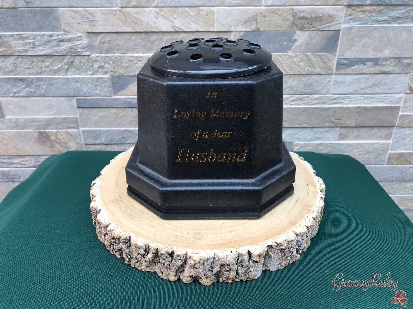 Free Standing Grave Pot With Weighted Base - 'In Loving Memory of a dear Husband'