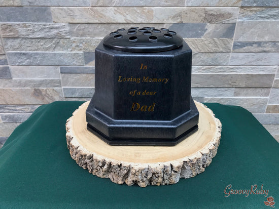 Free Standing Grave Pot With Weighted Base - 'In Loving Memory of a dear Dad'